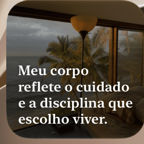 Widget pequeno “Sua visão”: foto do sonho com o título e a afirmação do dia.